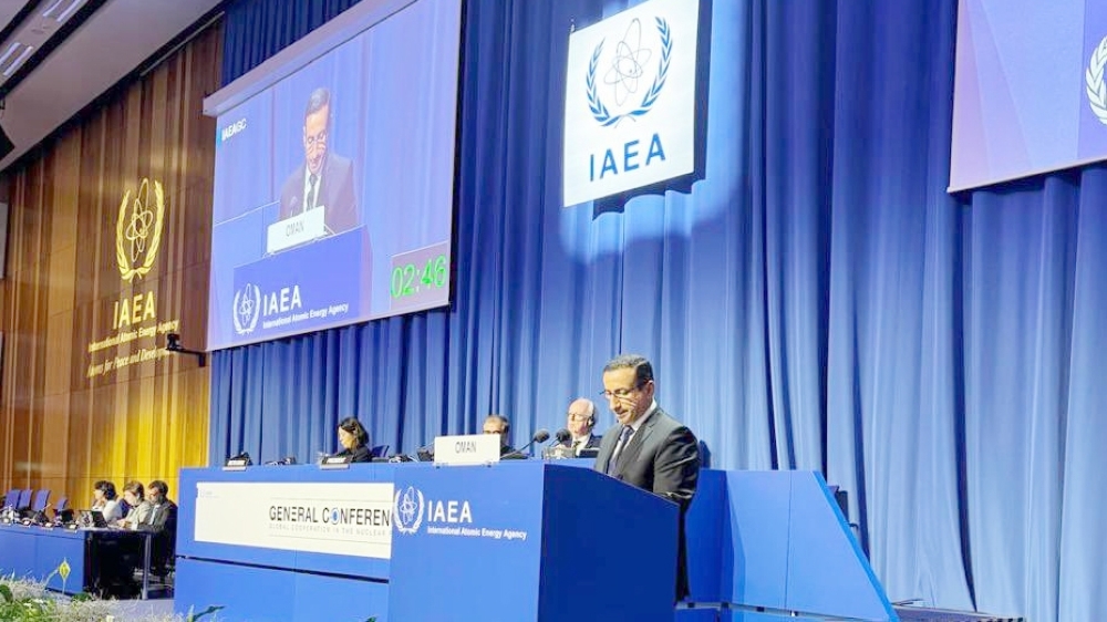 Speech was read out by Yousef Ahmed al Jabri, Permanent Representative of the Sultanate of Oman to the IAEA