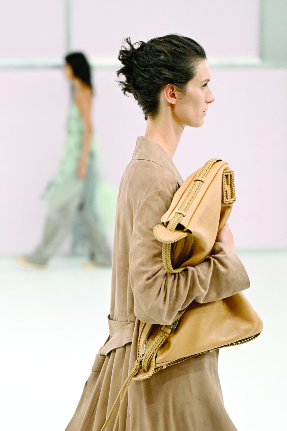 A model walks the runway during the Fendi collection show at Milan's Fashion Week Womenswear Spring / Summer 2025, on September 17, 2024 in Milan.