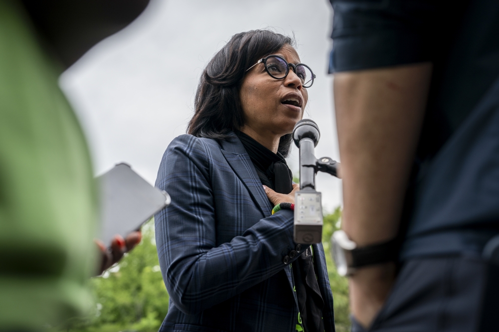 Angela Alsobrooks, a county executive and former prosecutor running in Marylands Democratic Senate primary, campaigns in Columbia, Md., May 6, 2024. (Haiyun Jiang/The New York Times)