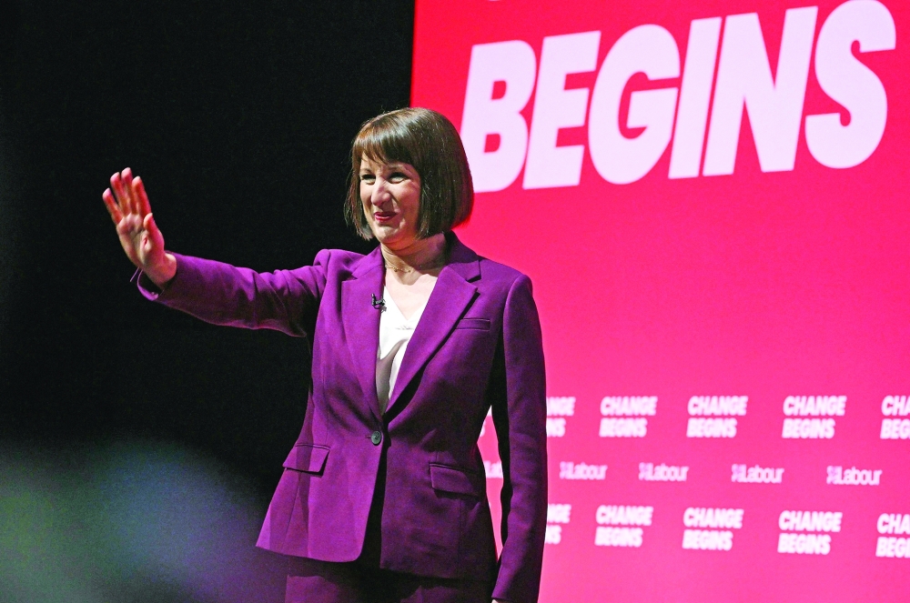 Britain's Chancellor of the Exchequer Rachel Reeves acknowledges the applause after delivering her speech on the second day of the annual Labour Party conference in Liverpool. — AFP 