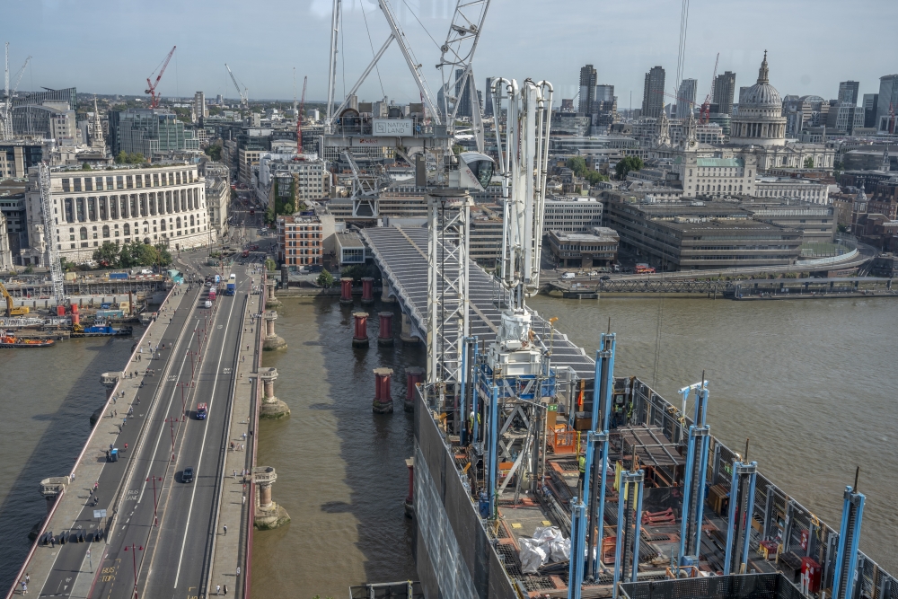 The construction site of the Bankside Yards in London, Aug. 13, 2024. (Andrew Testa/The New York Times)