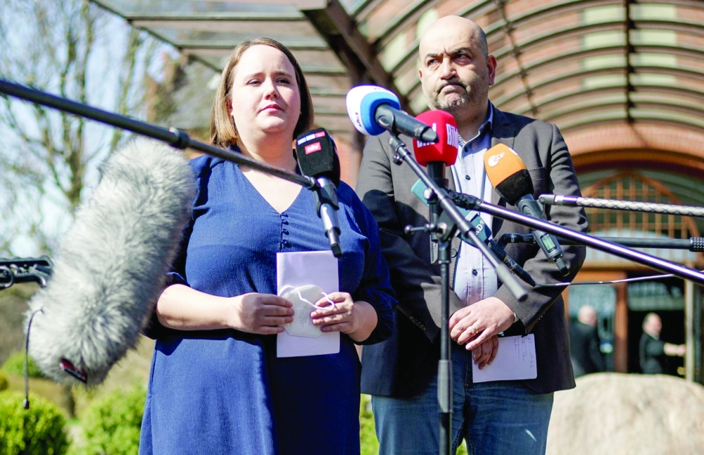 Co-leaders of Germany's Green party Ricarda Lang and Omid Nouripour give a press conference prior to a retreat of the party in Husum, northern Germany. - AFP File 