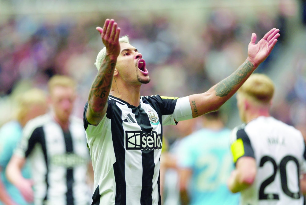 Newcastle United's Bruno Guimaraes reacts. — Reuters
