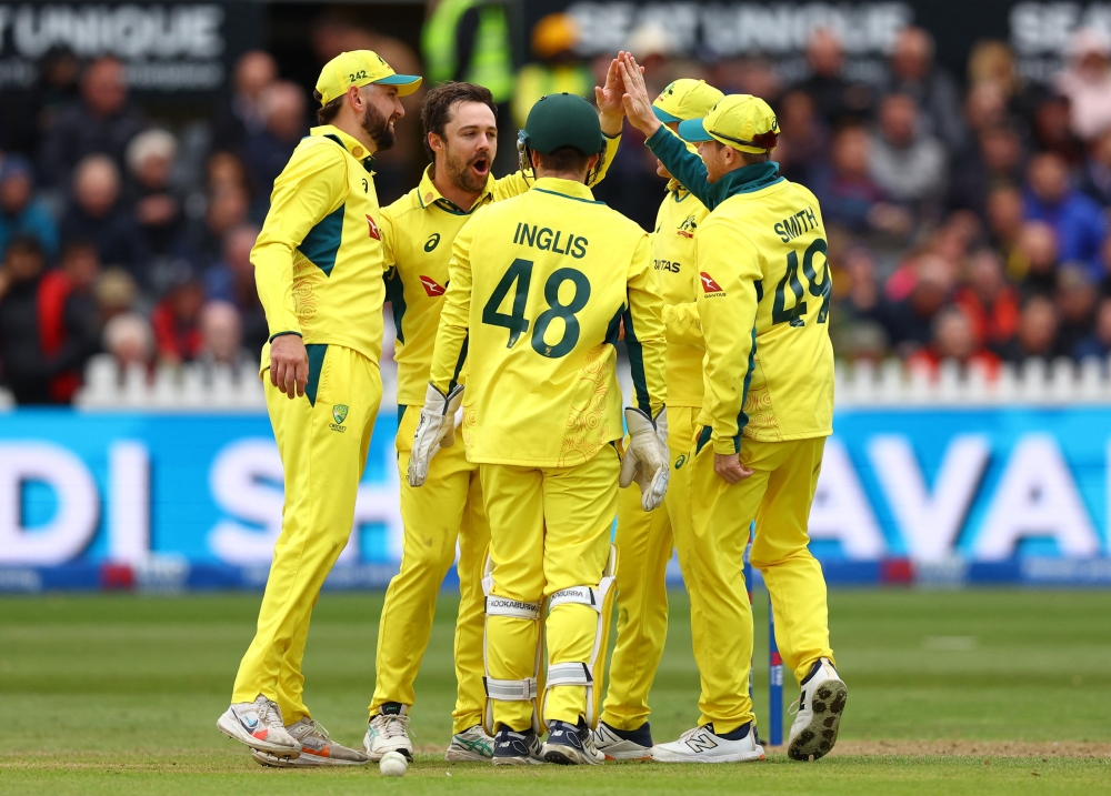 Cricket - Fifth One Day International - England v Australia - Bristol County Ground, Bristol, Britain - September 29, 2024 Australia's Travis Head celebrates after taking the lbw wicket of England's Brydon Carse Action Images via Reuters/Matthew Childs
