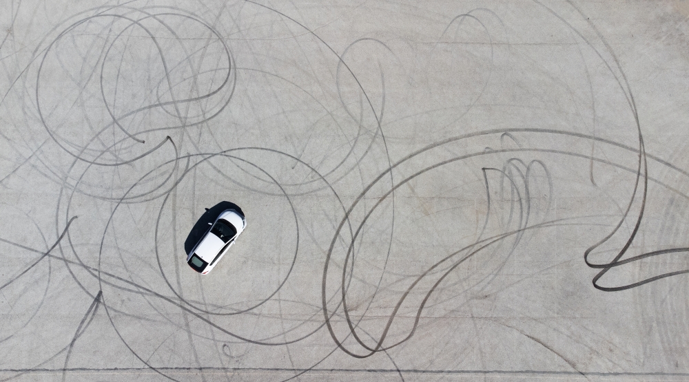Drone,Picture,Of,A,Car,After,Drifting,And,Making,Circles