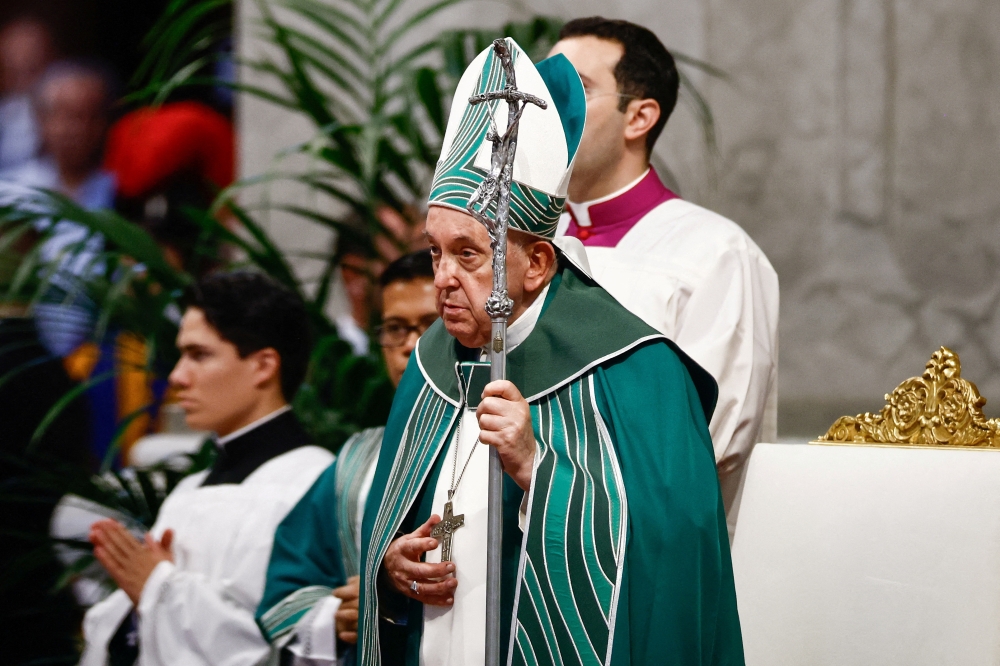 Pope Francis presides over the closing mass, in Saint Peter's Basilica at the Vatican. — Reuters file photo 