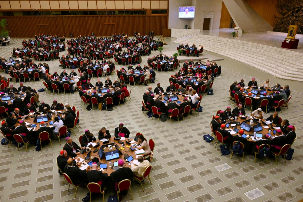 Pope Francis attends the Second Session of the 16th Ordinary General Assembly of the Synod of Bishops, in The Vatican. —  AFP 