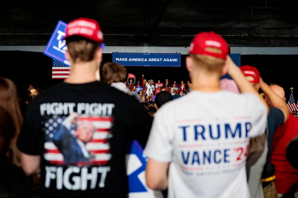People attend a rally for Republican U.S. vice presidential nominee Senator JD Vance