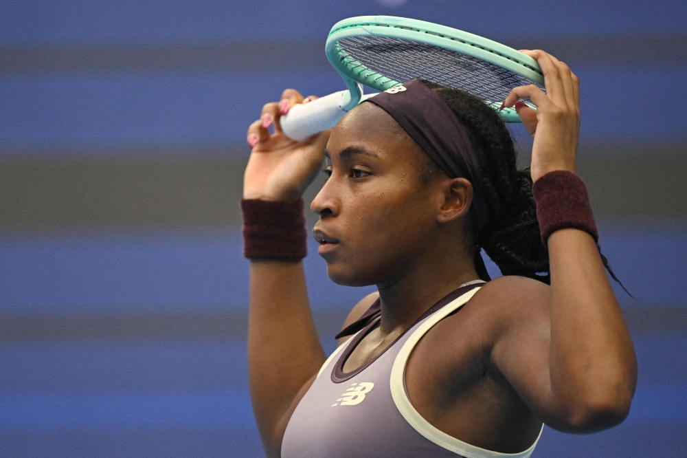 USA's Coco Gauff reacts to a point. — AFP