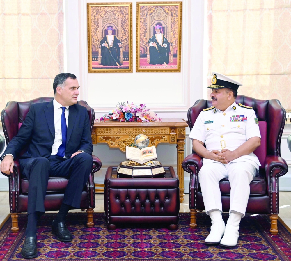 Christophe Farno with Rear Admiral Ali bin Abdullah al Shidi, Commandant of the National Defence College