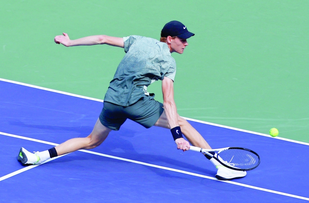 Italy's Jannik Sinner in action during his round of 16 match against Ben Shelton of the US. — REUTERS