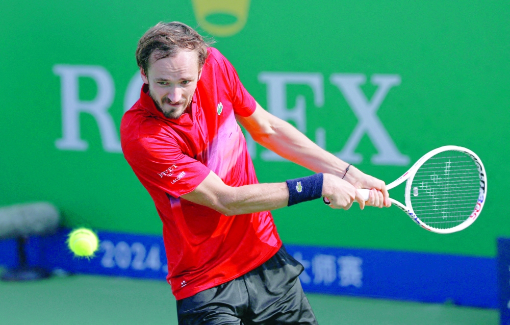 Russia's Daniil Medvedev in action during his round of 16 match against Greece's Stefanos Tsitsipas — REUTERS