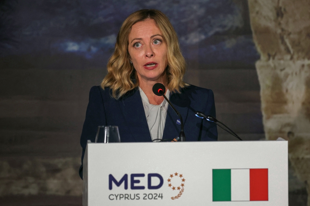 Italy's PM Giorgia Meloni speaks during a press conference, in Cyprus. — AFP file photo