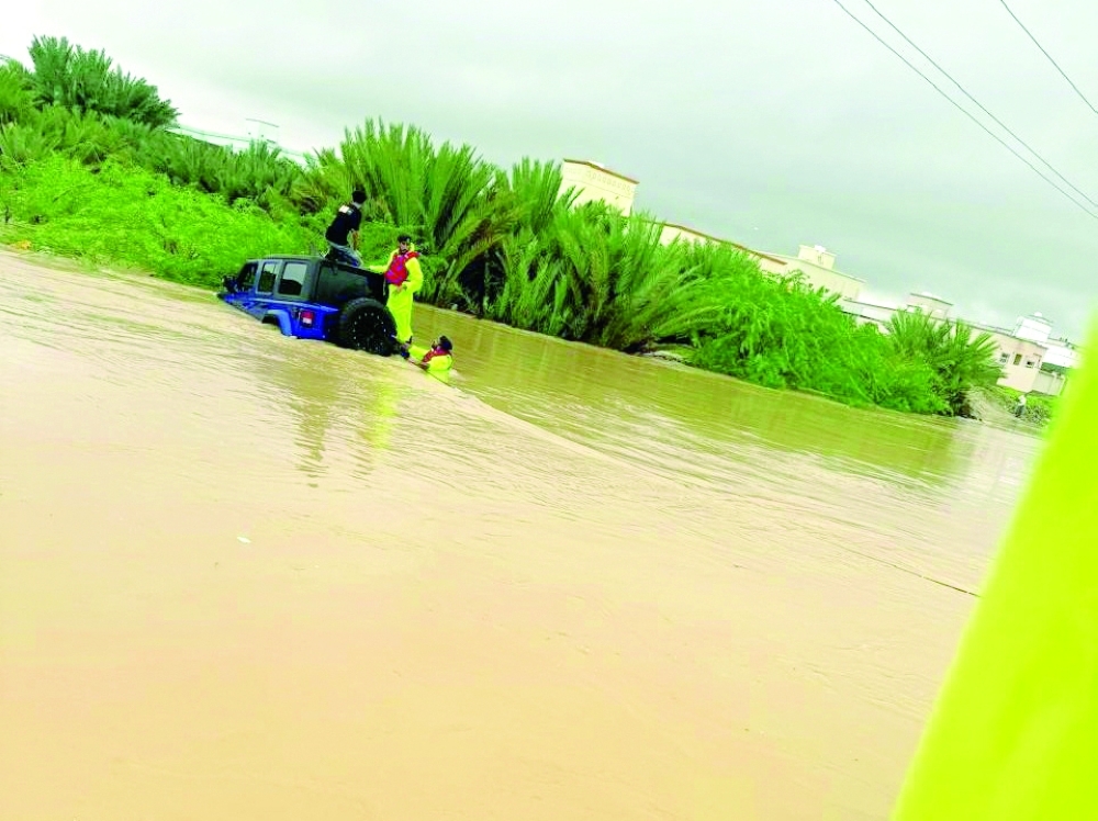 An individual was rescued after his vehicle was swept away in a wadi in the Wilayat of Sur.