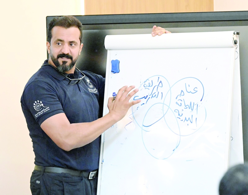 Dr Shihab Al Din bin Ahmed al Riyami presenting his scientific research
