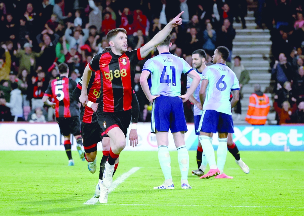 Bournemouth's Ryan celebrates scoring their first goal. — Reuters