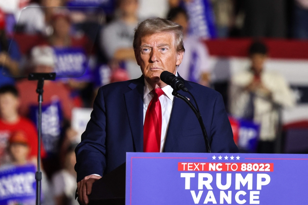 Former US President and Republican presidential candidate Donald Trump speaks during a campaign rally, in North Carolina. — AFP 