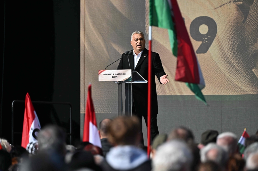 Hungary's PM Viktor Orban delivers a speech, in the Millenaris culture center of Budapest. — AFP 