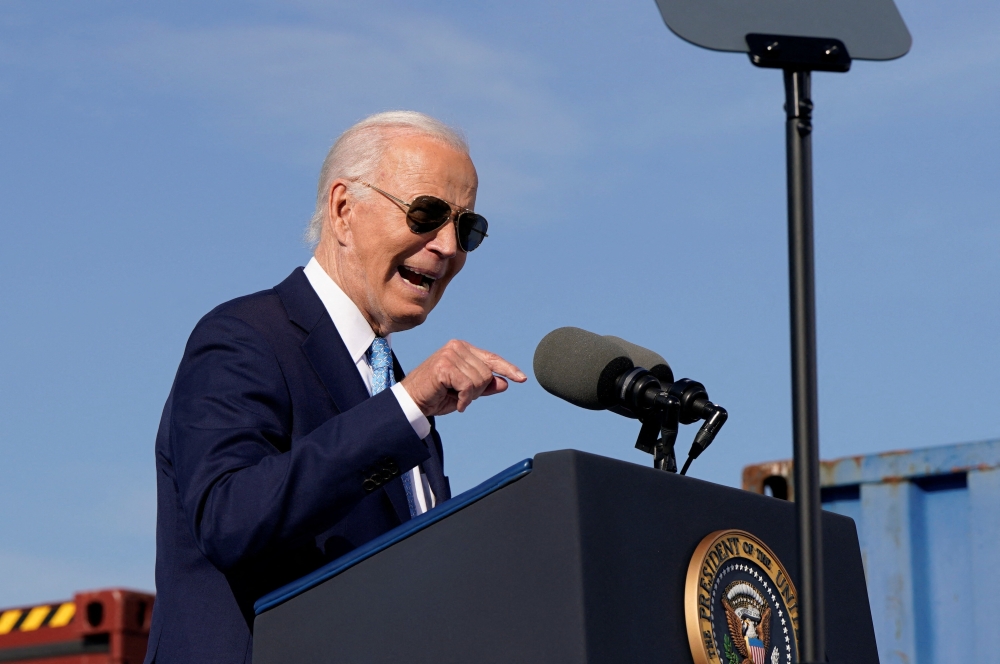 U.S. President Joe Biden delivers remarks during a visit to Dundalk Marine Terminal in Baltimore, Maryland, U.S. — Reuters 