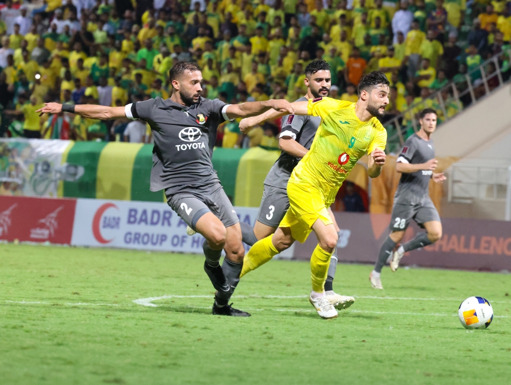 Seeb's Abdulaziz al Muqbali makes a move against Bahrain's Al Ahli. — Abdulwahid al Hamadani