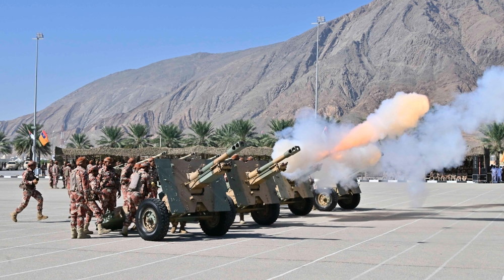 Deputy Prime Minister for Defence Affairs watched a visual presentation on the inception and history of the Sultan of Oman’s Artillery since 1924. - ONA