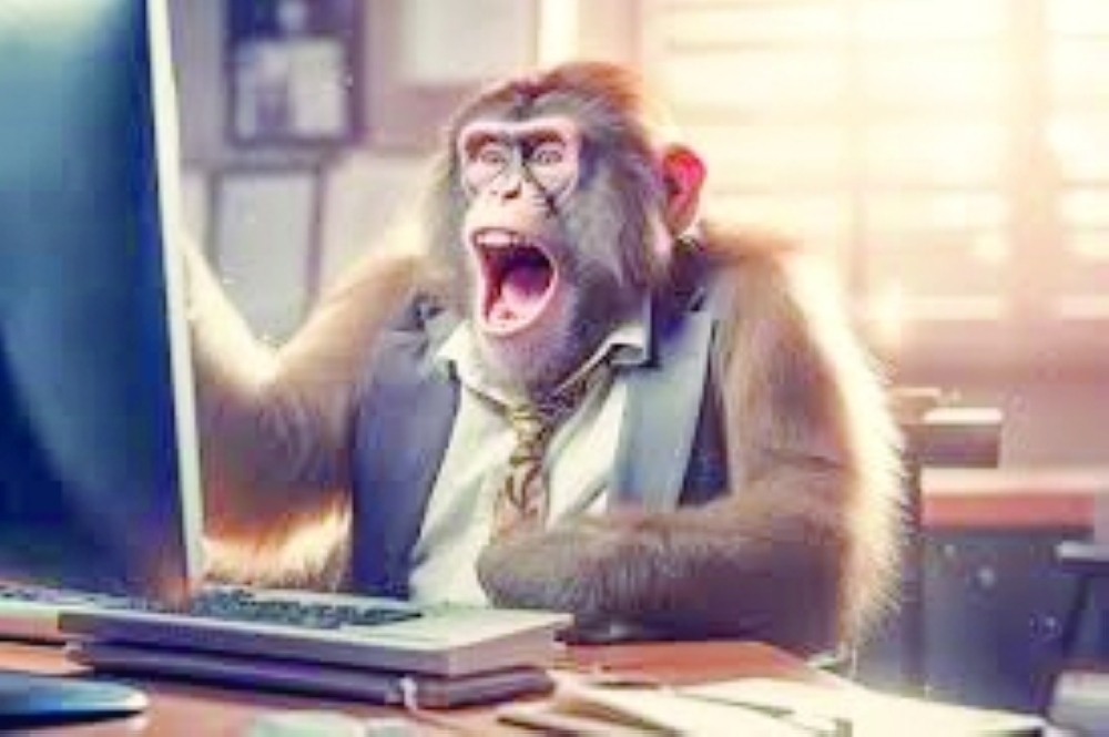 There was only around a five-per cent chance that a single monkey would randomly write the word "banana" in their lifetime.