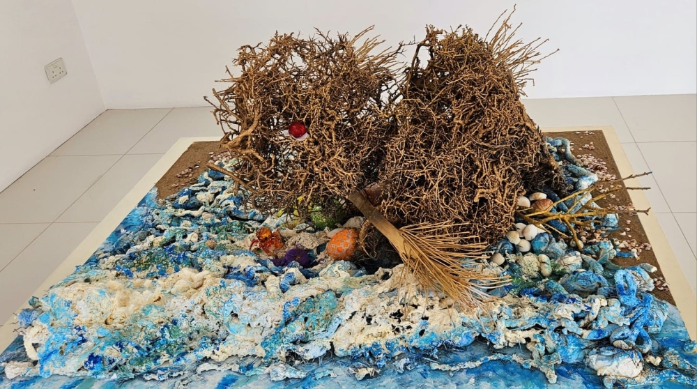 Artwork on Nurture Nature installation by Dr Shalini with recycled products