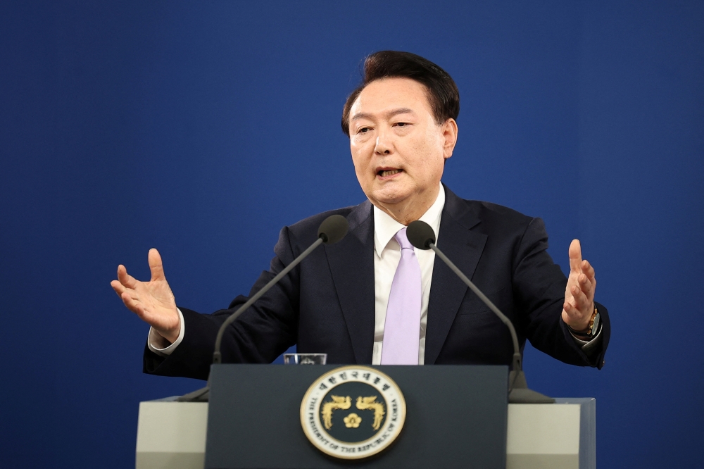 South Korean President Yoon Suk Yeol answers a reporter's question during a press conference at the Presidential Office in Seoul. - Reuters