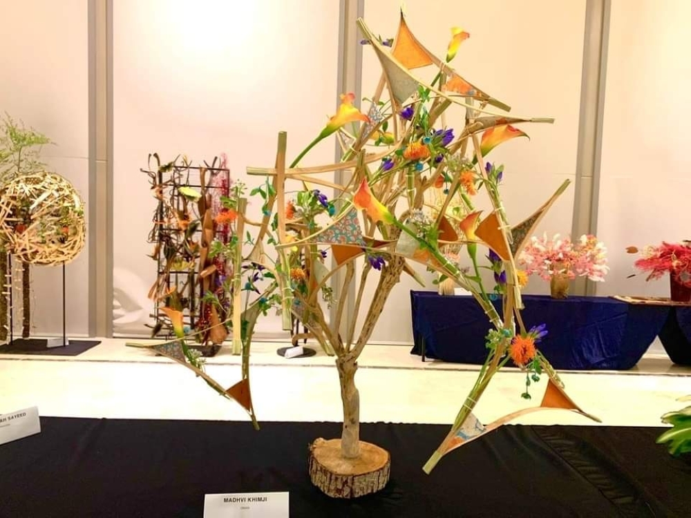Omani floral work on display by Madhvi Ramesh Khimji's at World Flower Council, Seoul