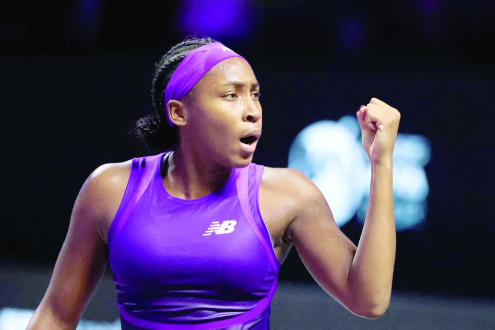 US' Coco Gauff reacts after the winning. — AFP