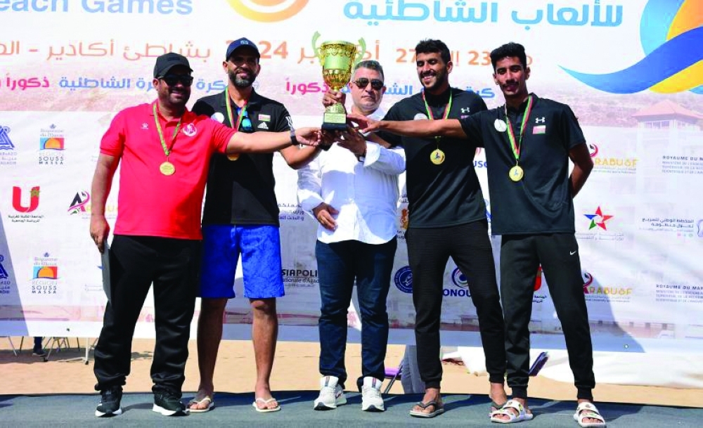 Our national university beach volleyball team won the gold medal in the Arab Beach Games Championship in the Moroccan city of Agadir.