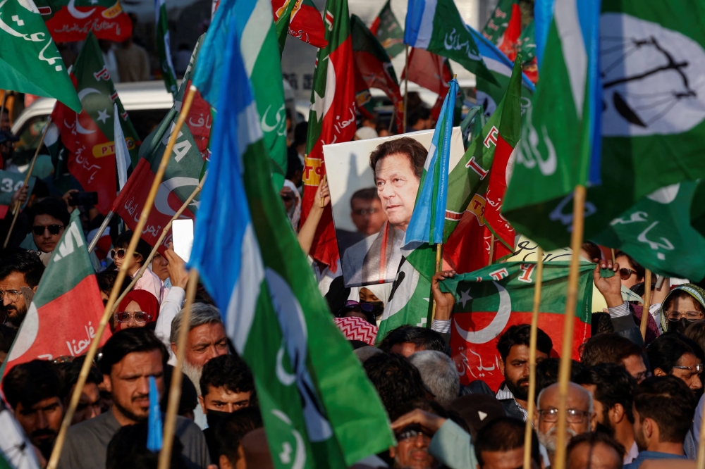 Supporters of Pakistani former Prime Minister Imran Khan's party attend a protest, in Peshawar, Pakistan. — Reuters file photo 