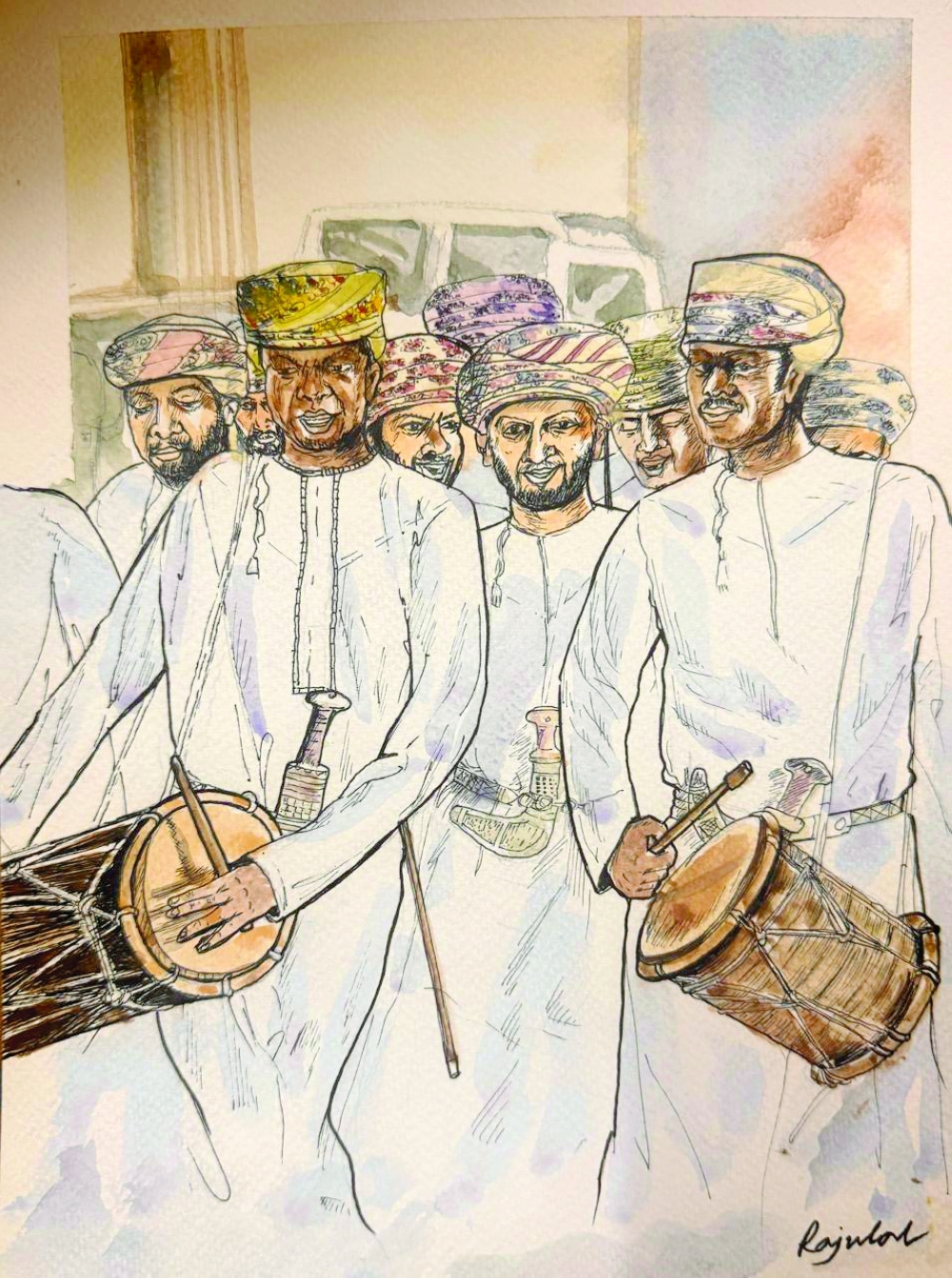 Pen, Wash works of Dr Rajulal Rafeek