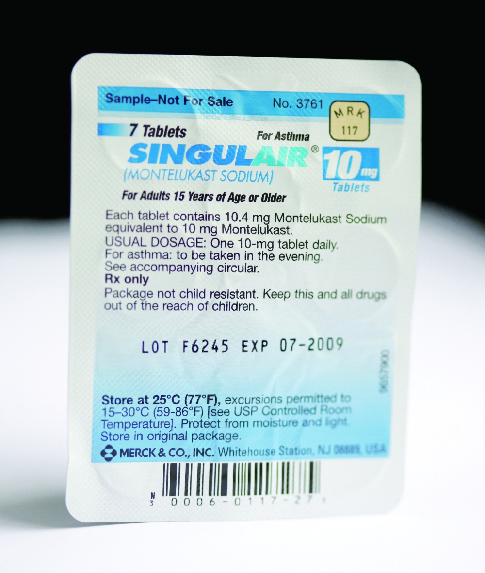 A sample of the drug Singulair made by Merck & Co.