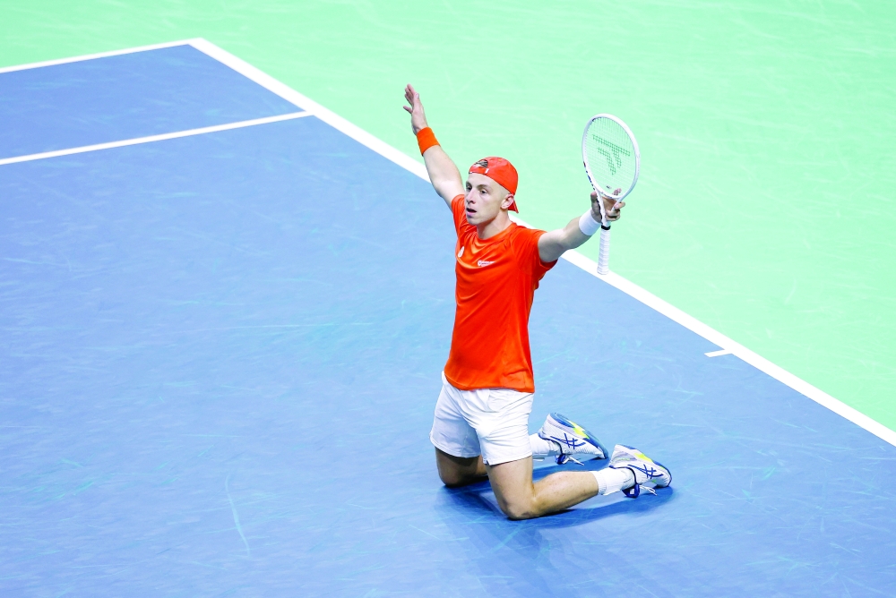 Netherlands' Tallon Griekspoor reacts after winning. — Reuters