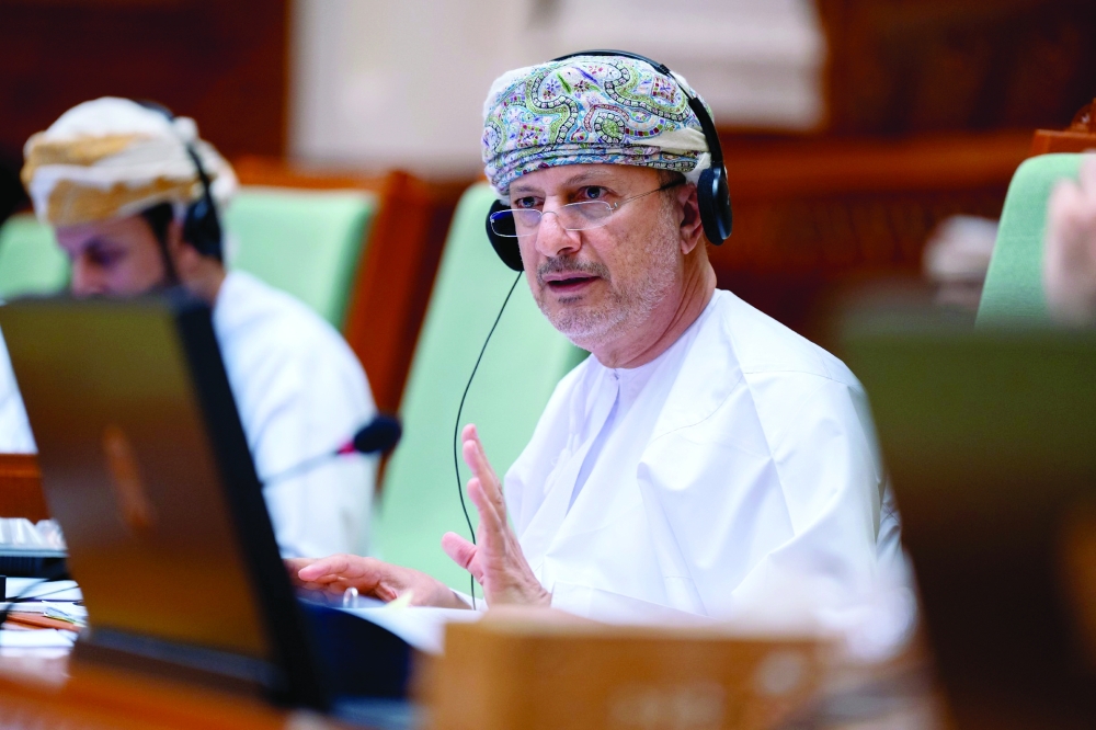 Sultan bin Salim al Habsi, Minister of Finance, during the session.