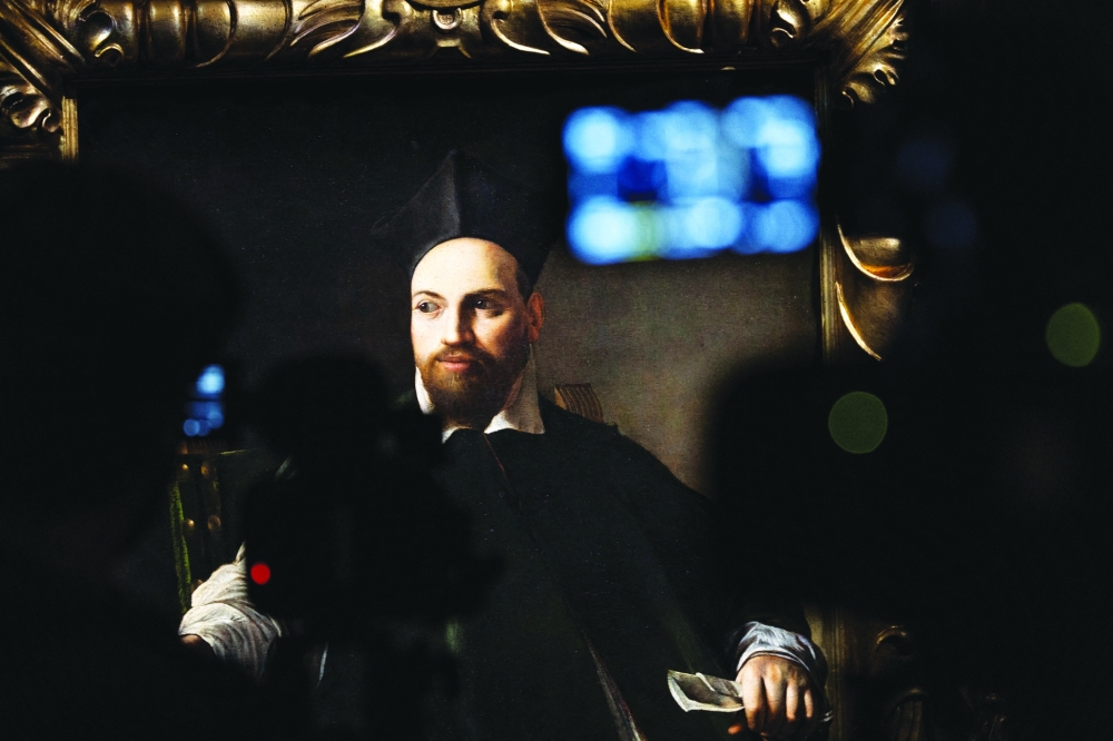 A view of Caravaggio's Portrait of Monsignor Maffeo Barberini which was unveiled at the National Gallery of Ancient Art, before going on public display for the first time in Rome, Italy, November 22, 2024. REUTERS/Remo Casilli 
