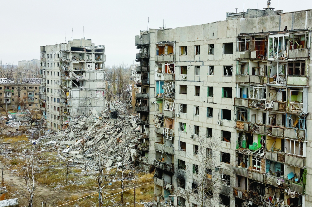 A view shows multi-storey residential buildings heavily damaged in the course of Russia-Ukraine conflict in the town of Avdiivka. — Reuters 