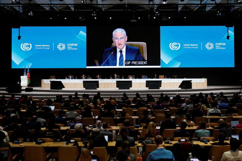 FILE PHOTO: COP29 President Mukhtar Babayev speaks during a closing plenary meeting at the COP29 United Nations Climate Change Conference, in Baku, Azerbaijan November 24, 2024. REUTERS/Maxim Shemetov/File Photo
