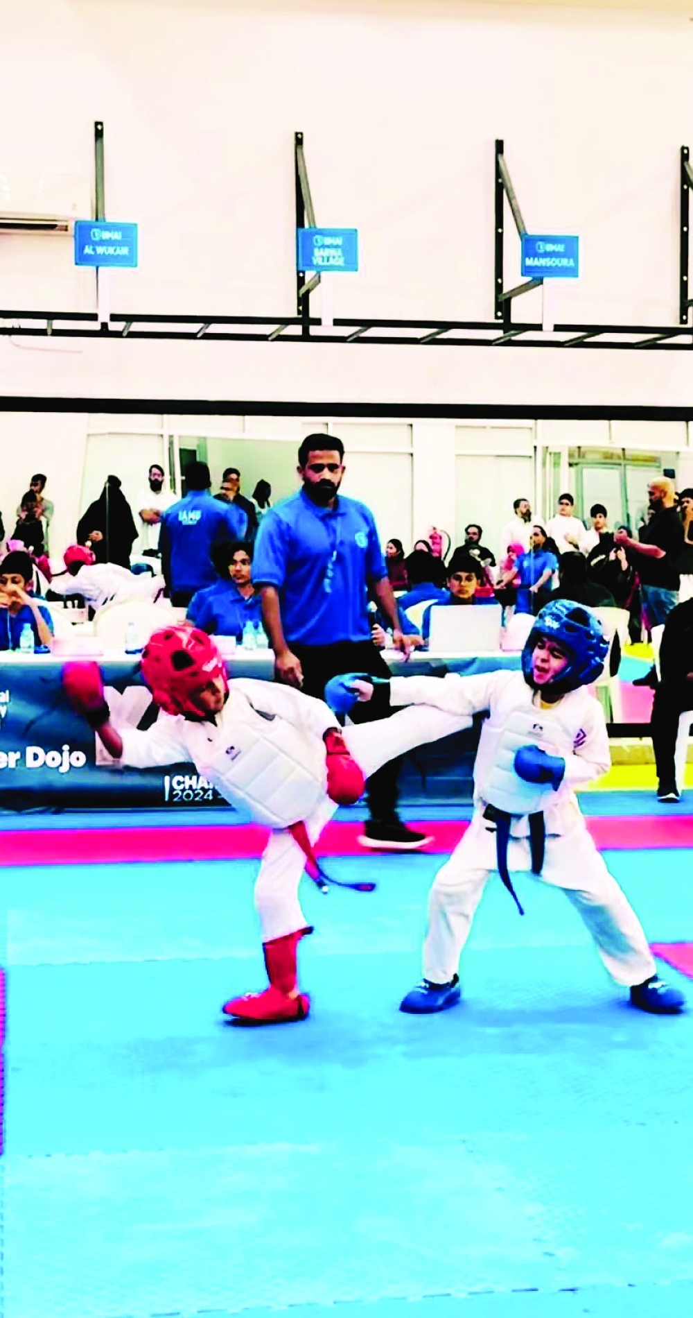 Rayan Varghese in action at the UMAI Karate Championship in Qatar
