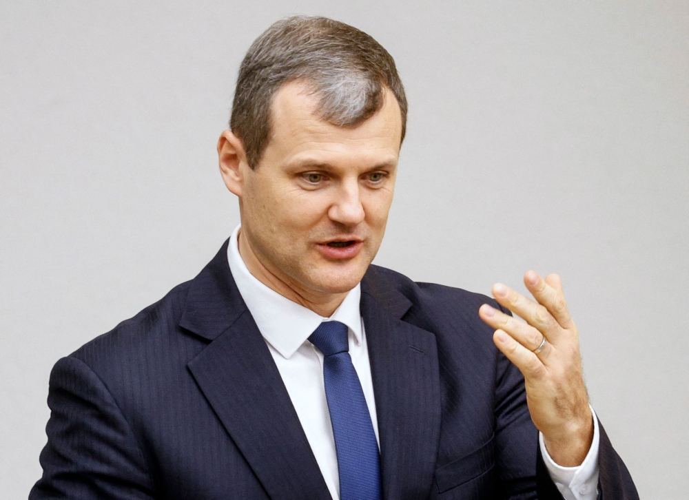 Lithuanian new Prime Minister Gintautas Paluckas after being sworn-in during a session of the Seimas in Vilnius. - AFP
