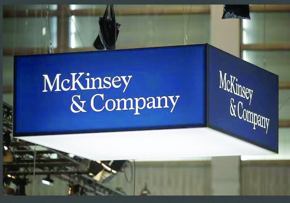 The logo of consulting firm McKinsey and Company is seen at the high profile startups and high tech leaders gathering, Viva Tech in Paris. — Reuters