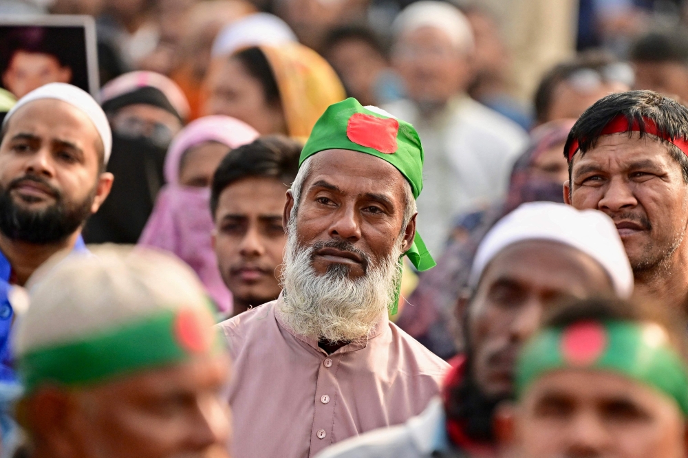 Protesters gather for a rally in Dhaka on December 10, 2024.