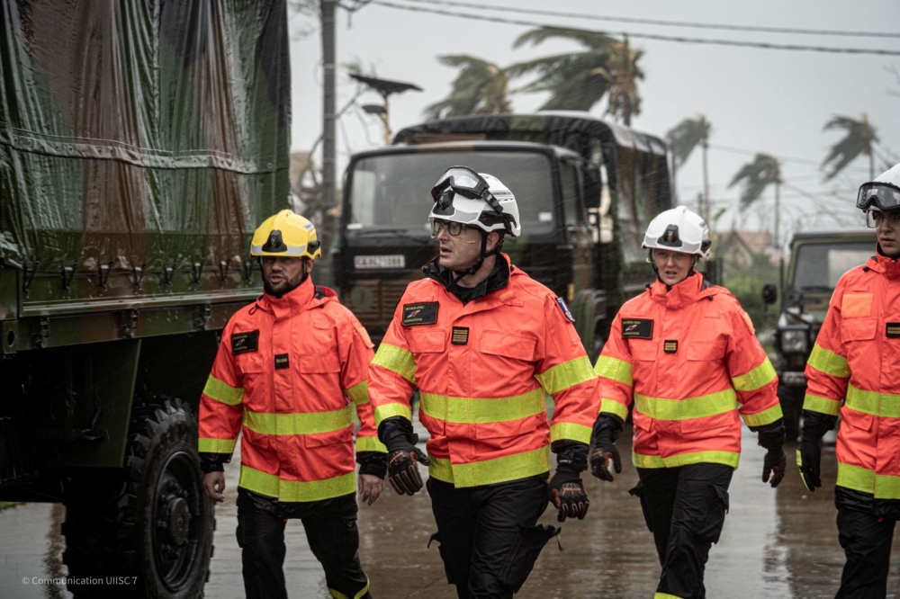 Rescue workers operate in storm-hit Mayotte, France.