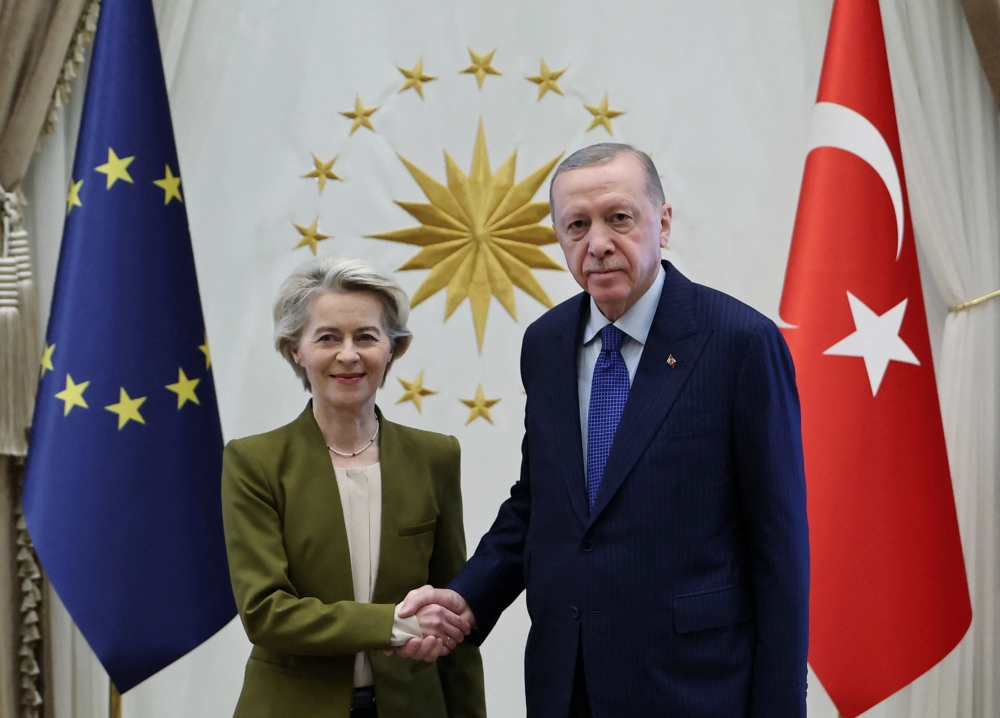 Turkish President Recep Tayyip Erdogan meets with European Commission President Ursula von der Leyen in Ankara. — Reuters