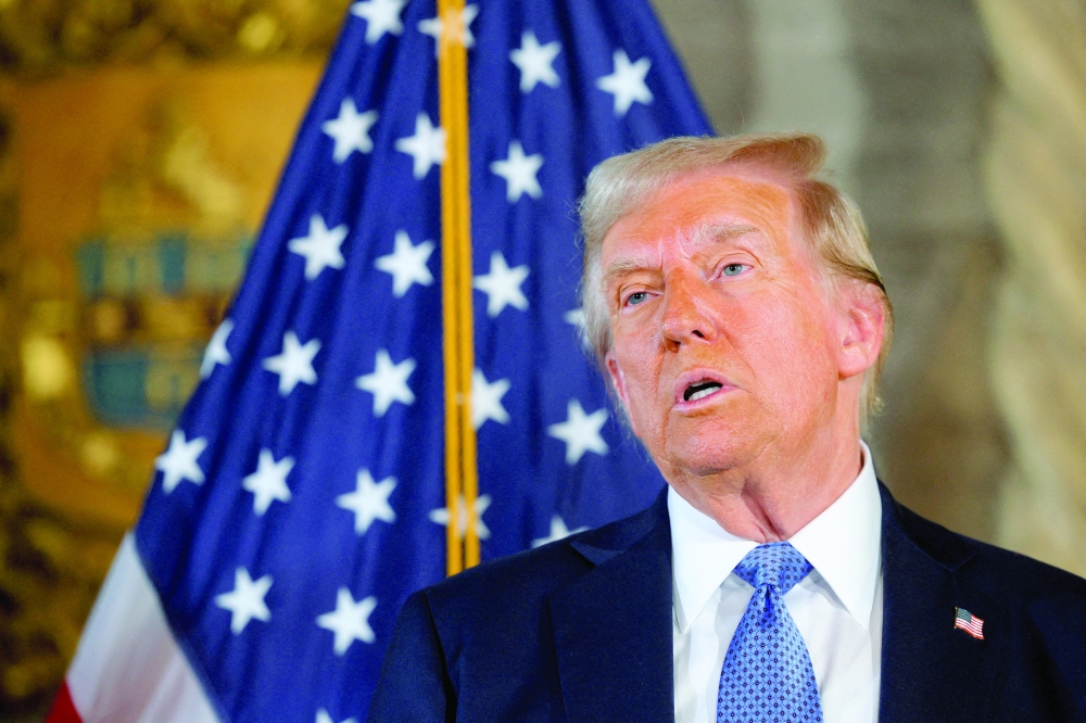 US President-elect Donald Trump delivers remarks at Mar-a-Lago in Palm Beach, Florida, US. — Reuters