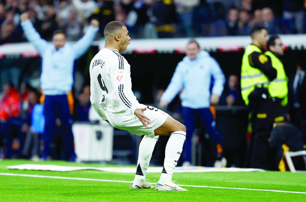  Kylian Mbappe celebrates scoring their first goal REUTERS
