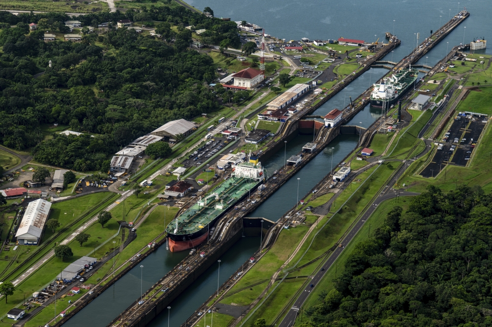 Ships crossing the Gatún locks in the Panama Canal, July 10, 2024. (Federico Rios/The New York Times)