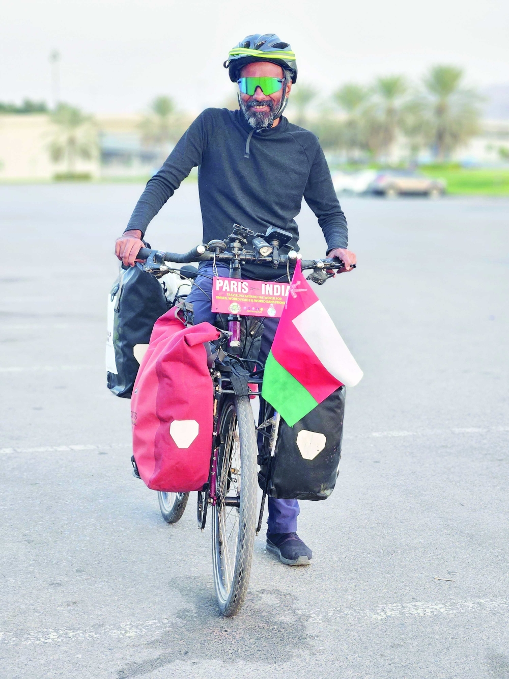 Arun Thadhaagath from India cycled to Oman last week.