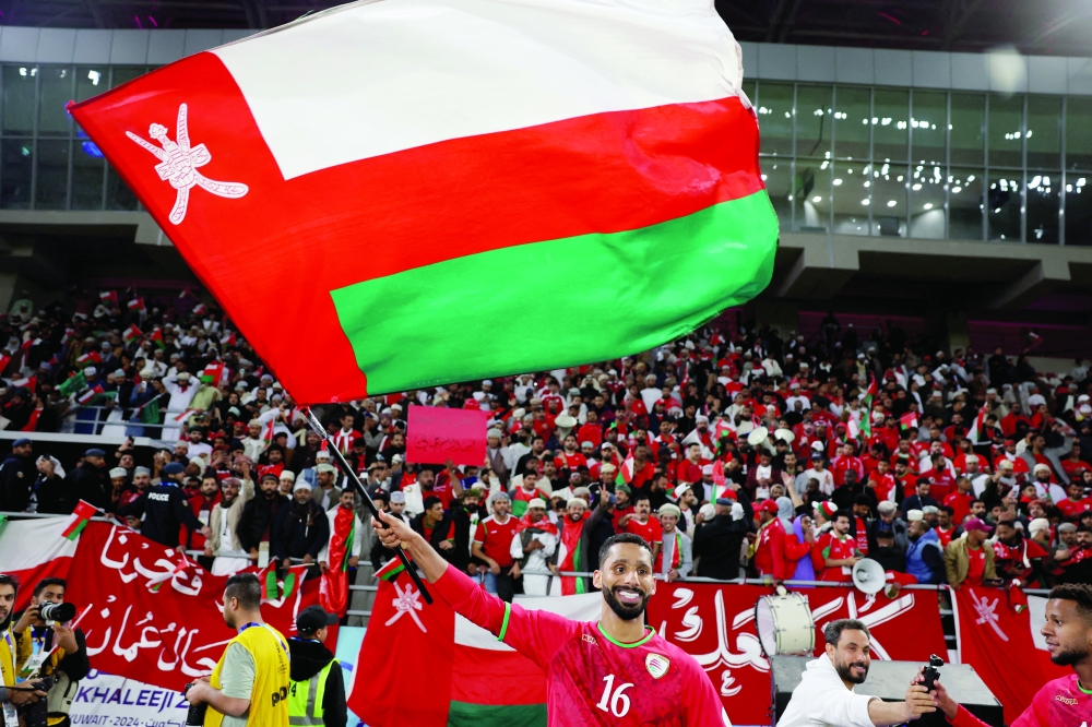 Oman's Khaled al Buraiki celebrates after the match REUTERS/Mohamed Abd El Ghany
